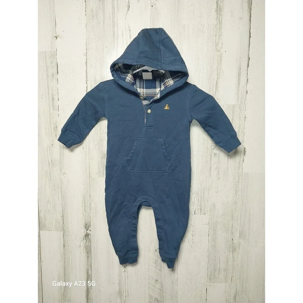 Baby Gap Flannel Lined One Piece Hoodie 12-18 Months